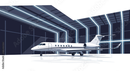 Private Jet in Modern Hangar Luxury Transportation.