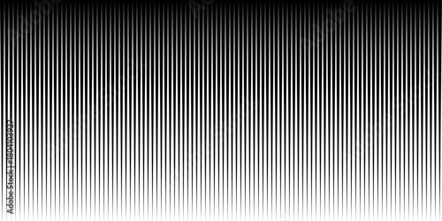 Line background. Vertical black and white spike lines forming gradient illusion. Sharp elongated triangles taper upward with high contrast for abstract optical, soundwave effect. Vector illustration