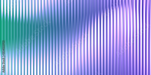 Glass prism texture background with vertical light dispersion. Refracted beams create glossy translucent effect with metallic reflections and soft highlights. Elegant realistic vector illustration