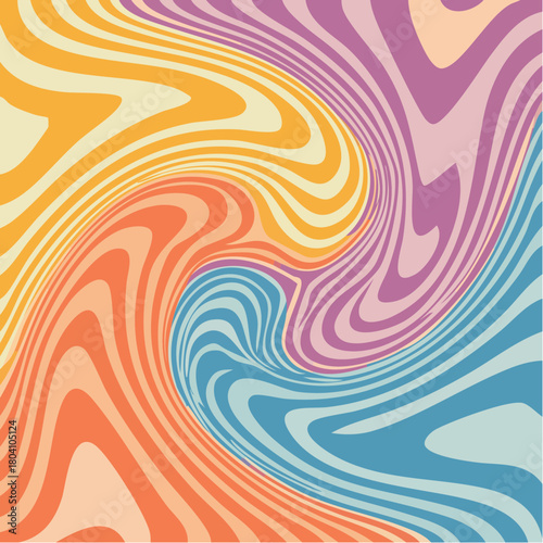 Vector set of groovy hippie 70s backgrounds. swirl, twirl pattern, waves. Y2k aesthetic. Social Media Stories Template, distorted and Twisted vector texture in trendy retro psychedelic style.
