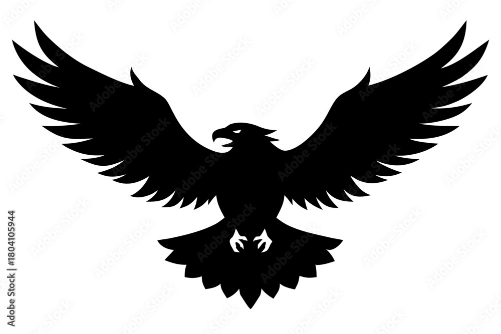 Obraz premium Flying Bald Eagle silhouette vector, Bald Eagle black symbol 