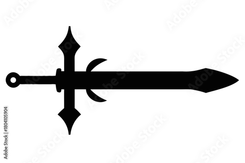 Sword icon silhouette vector, Ancient sword icon black symbol 