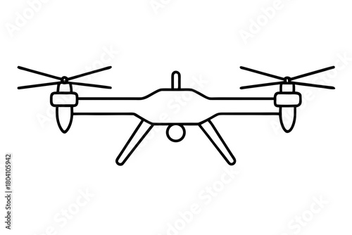 Drone camera outline, Drone black line art symbol 