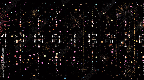 Numbers and stars are scattered on a, abstract art