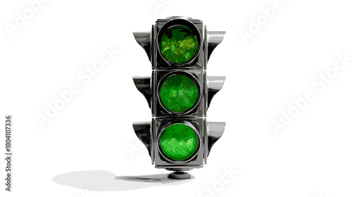 Green traffic light isolated on indicating the go signal