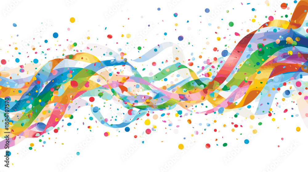 Fototapeta premium Colorful watercolor ribbons and dots isolated on