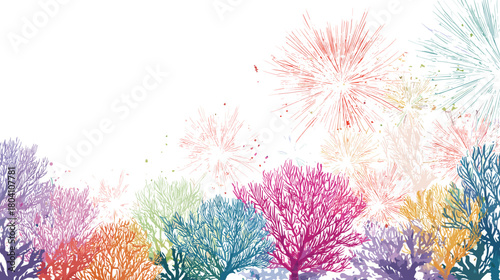 Colorful trees with abstract foliage isolated on for design
