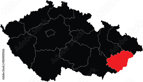 Vector Map of Zlin Region on Czech Republic