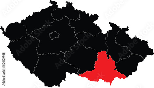 Vector Map South Moravia Region on Czech Republic