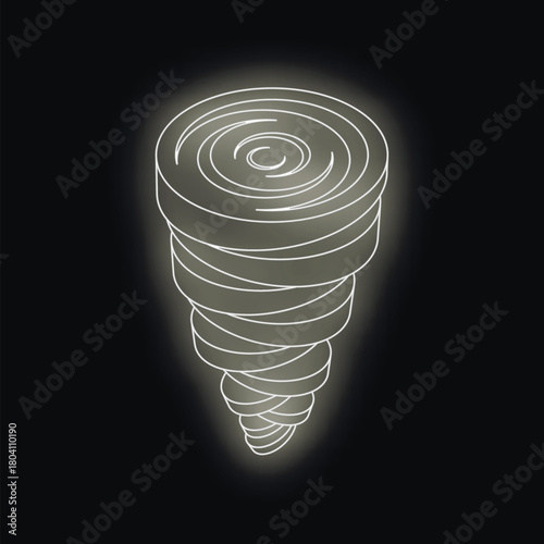 White tornado descending on dark background, creating powerful vortex