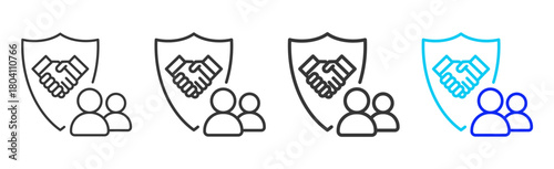 Safety Agreement Icon Set Collection in Creative Outline Style for Business Featuring Multiple Thickness Variations Perfect for Workplace Health and Safety Design