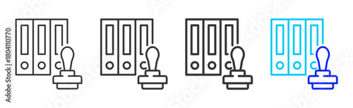 Safety Approval Icon Set Collection in Creative Outline Style for Business Featuring Multiple Thickness Variations Perfect for Workplace Health and Safety Design