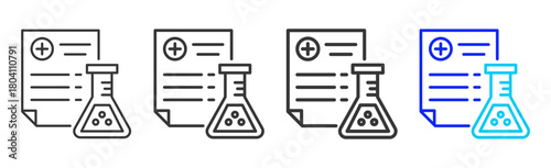 Health Chemical Icon Set Collection in Creative Outline Style for Business Featuring Multiple Thickness Variations Perfect for Workplace Health and Safety Design