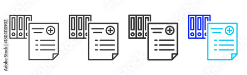 procedure report Icon Set Collection in Creative Outline Style for Business Featuring Multiple Thickness Variations Perfect for Workplace Health and Safety Design