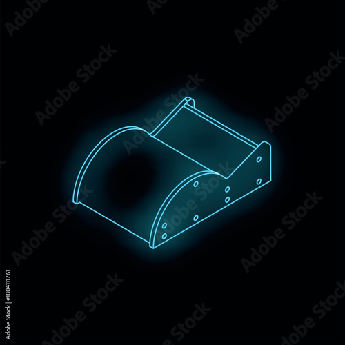 Glowing neon baby cradle icon isolated on black background