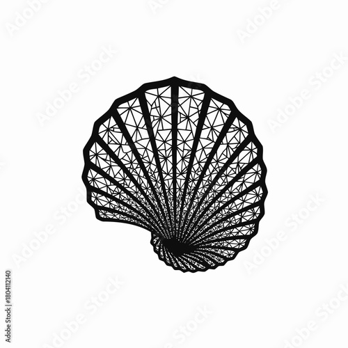 Abstract geometric shell design with intricate triangular patterns.