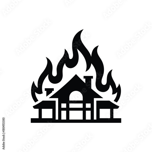 House on Fire Icon Home Insurance Disaster and Emergency Symbol