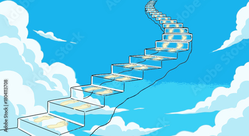 Ethereal and transparent staircase ascending into the heavens.