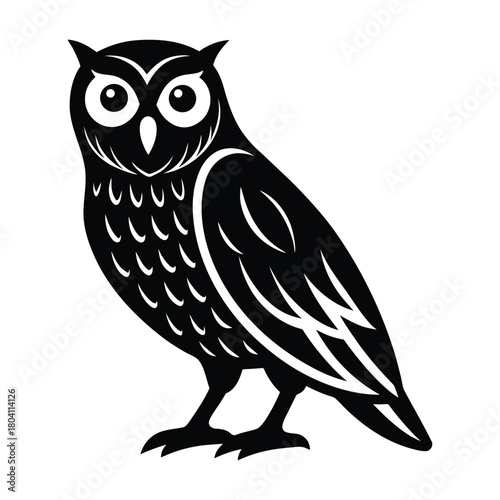 Snowy owl silhouette vector icon