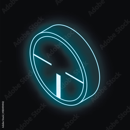 Glowing neon clock showing six o'clock, perfect for projects related to time management, deadlines, or appointments