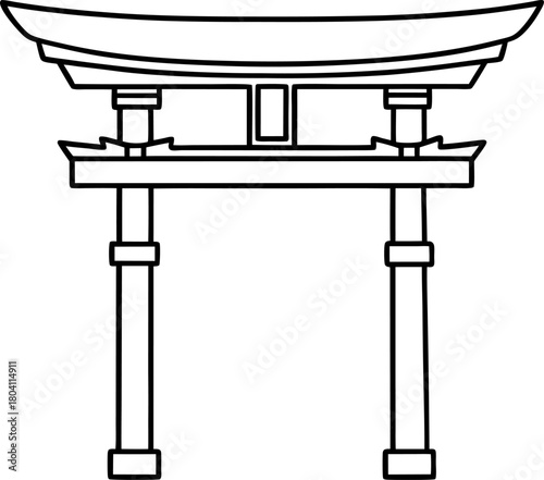 Traditional torii gate outline japanese culture, shinto shrine entrance, religious symbol, japan landmark concept