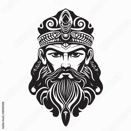 Mythology God Marduk Vintage Style Vector Art on white background