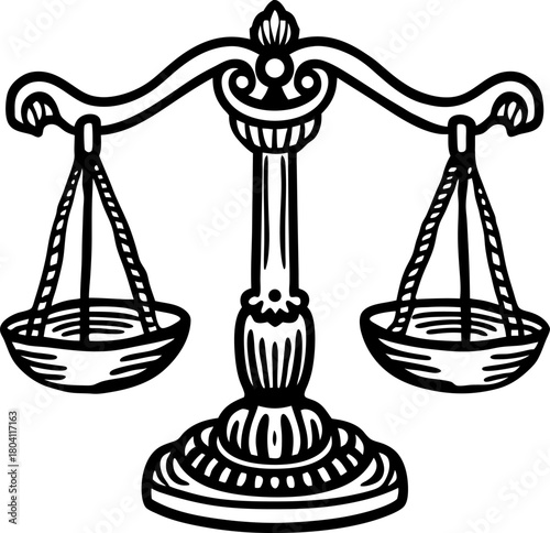 Balance scales symbol justice concept, equality, impartiality, law and fairness, decision making, legal judgment