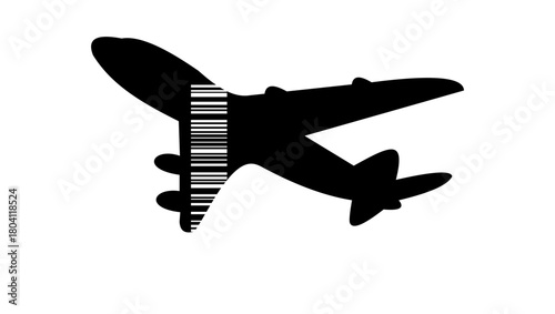 Airplane ticket symbol, black isolated silhouette