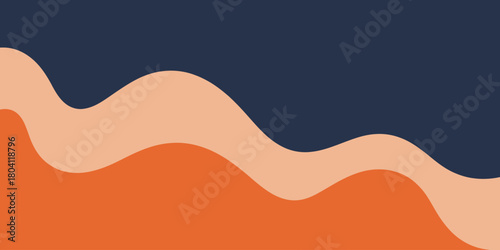 Abstract background featuring wavy shapes in shades of orange peach and dark blue color palette design