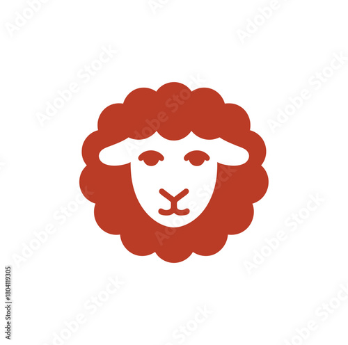 Illustration of a sheep head this animal is a domestic mammal with a thick woolly coat, known for its meat and wool