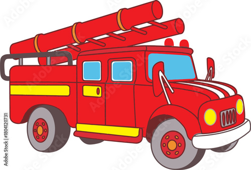 Classic Design Pumper Truck with Two Ladders - Emergency Vehicle