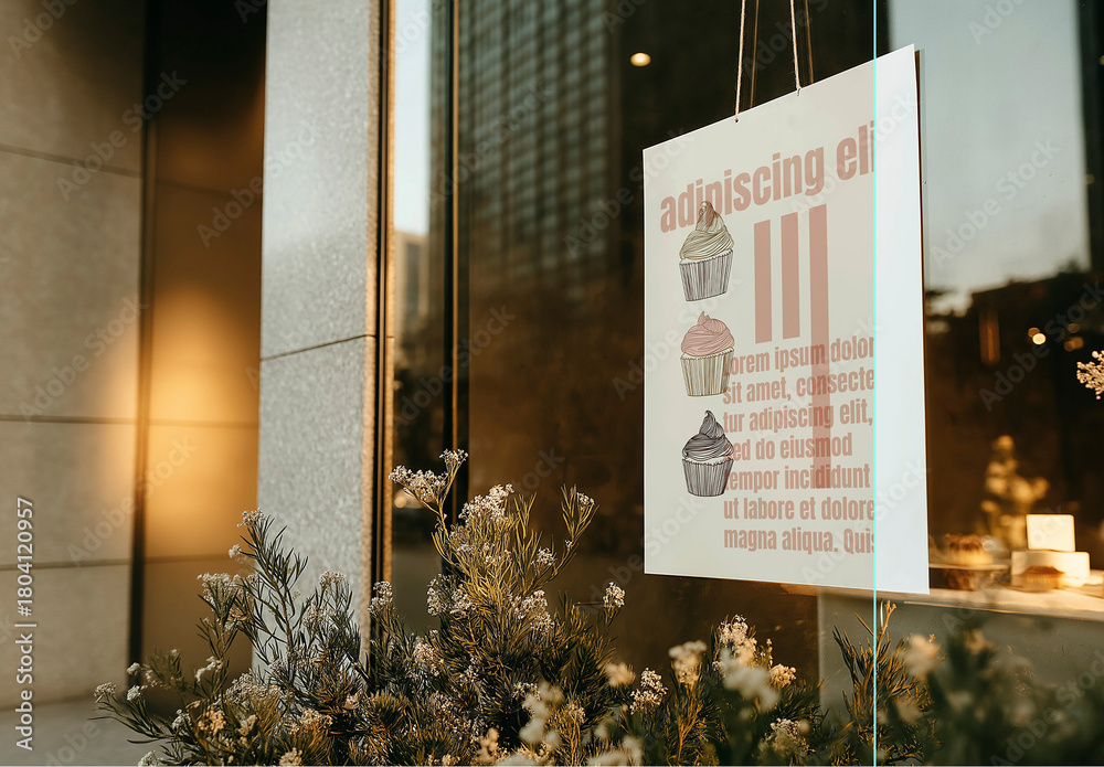 Hanging Window Sign Mockup Stock Template | Adobe Stock