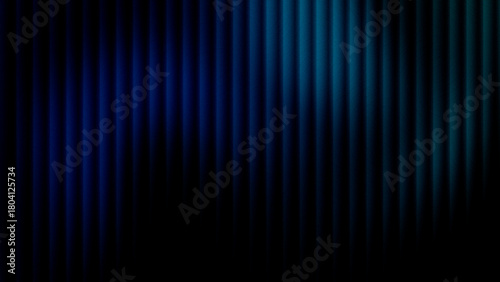 black background with blue and cyan vertical gradient striped light and futuristic ribbing effect