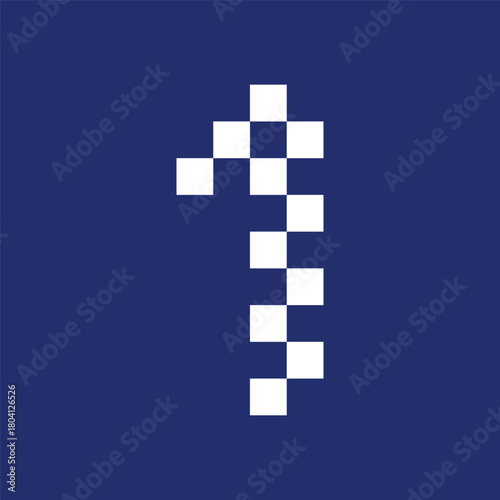 Pixelated White Number One on Dark Blue logo symbol icon flat stock vector design