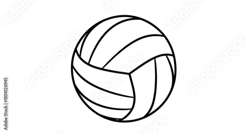 Black and white line drawing of a volleyball, a classic sports ball used in team games.
