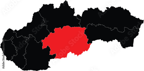 Vector Map of Banska Bystrica Region on Slovakia Map