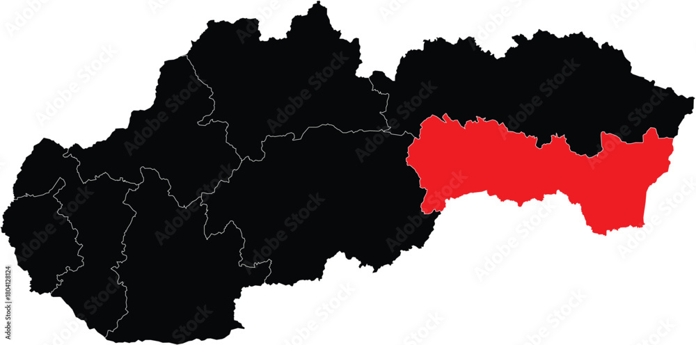 Fototapeta premium Vector Map of Kosice Region on Slovakia Map