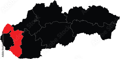 Vector Map of Trnava Region on Slovakia Map