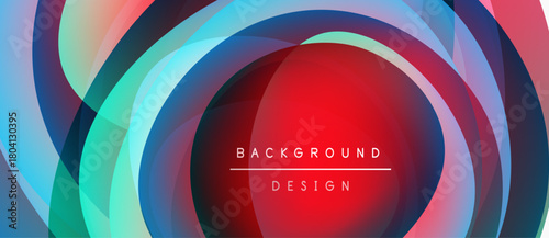 Abstract concentric circles create vibrant visual effect. Red center draws attention, surrounded by cool tones. Modern design element.