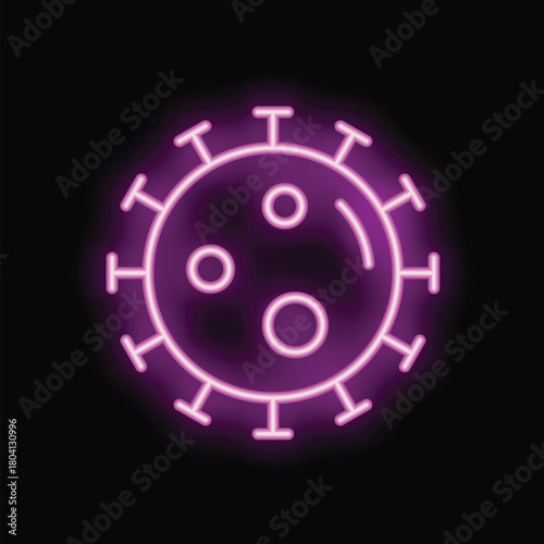Neon icon of a coronavirus bacteria spreading the flu virus
