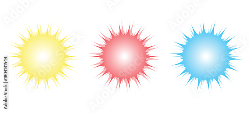 Abstract Comic Book Style Explosion Shapes, Colorful Radial Burst and Flash Graphic Element Collection, Vector Design