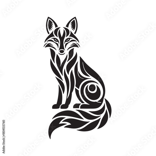 Tribal Fox Silhouette Stylized Animal Tattoo Design