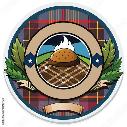 Haggis and Thistle Badge - Burns Night Supper Vector