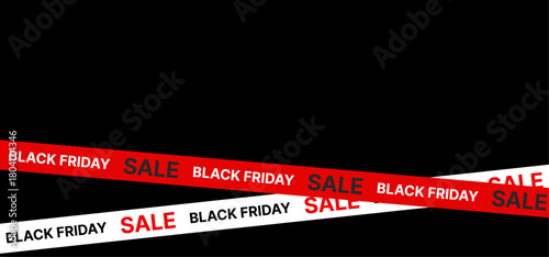 Black Friday Banner Template Vector. Black Friday Ribbon Isolated on Black Background. Modern Design for Black Friday Sale Web Banner, Advertising, Fashion Ads, Social, Poster, Label