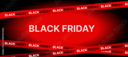 Black Friday Banner Template Vector. Black Friday Ribbon Isolated on Black Background. Modern Design for Black Friday Sale Web Banner, Advertising, Fashion Ads, Social, Poster, Label.-1