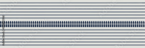 A pattern of horizontal lines with a row of repeating fence shapes in the center of the composition view