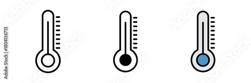 Thermometer icon featuring a vertical tube with a round bulb at the bottom and a temperature scale line along the side.
