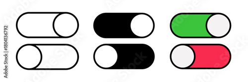 Toggle switch icon showing a rounded rectangular track with a circular knob positioned on one side, representing an on/off or enable/disable control in user interfaces.