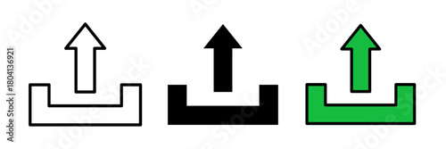 Upload icon representing upload, typically shown as an arrow pointing upward from a device or folder, symbolizing sending or transferring files to the cloud or server.