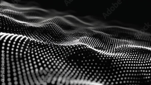 Abstract and technology dots white wave background loop . Dot pattern with halftone effect